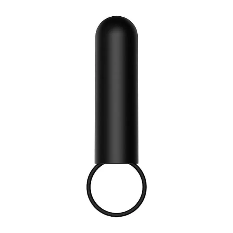 Vibrador bullet preto com alça, imagem contextual do guia de como usar vibrador pela primeira vez