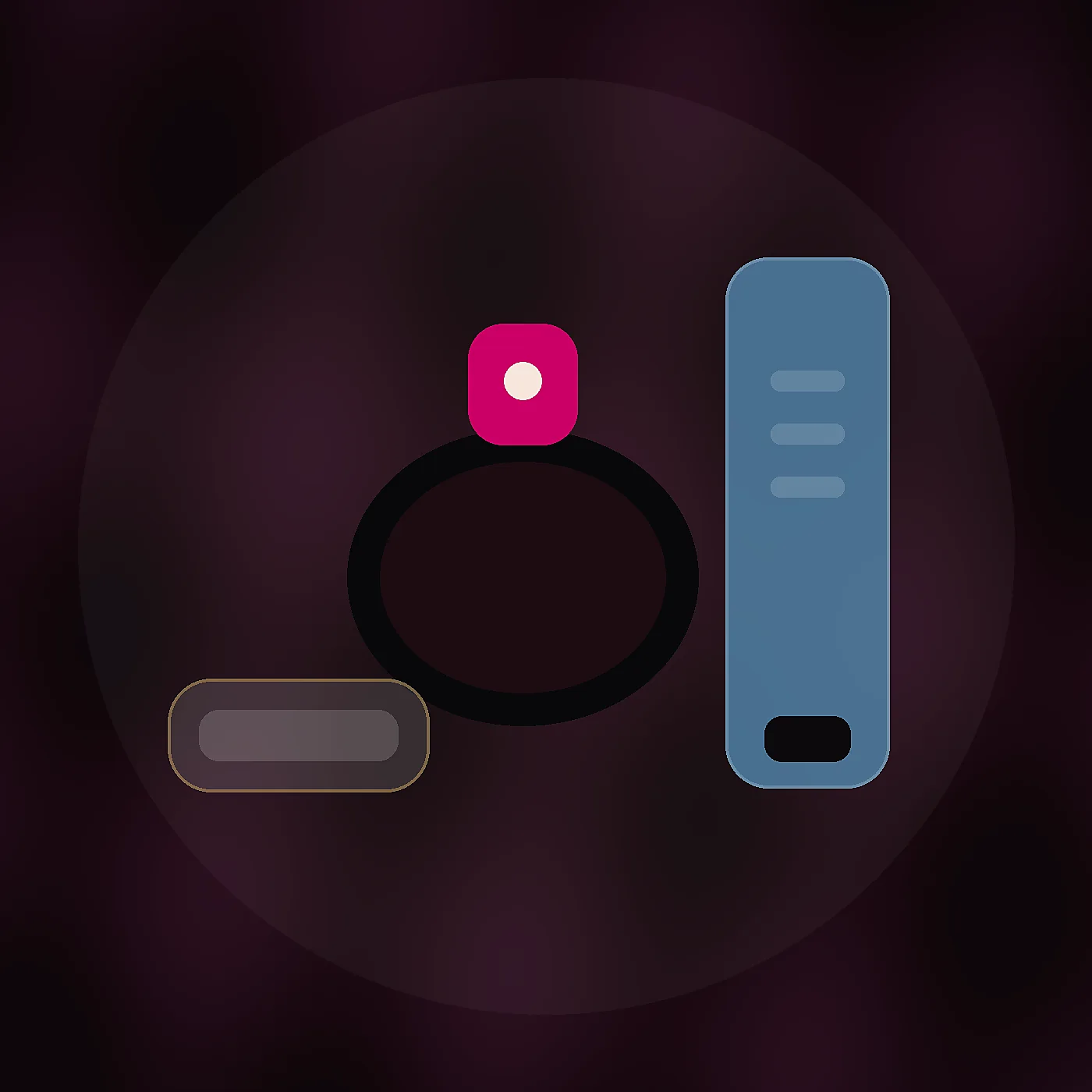 Flat lay discreto com anel peniano com vibrador, lubrificante e preservativo
