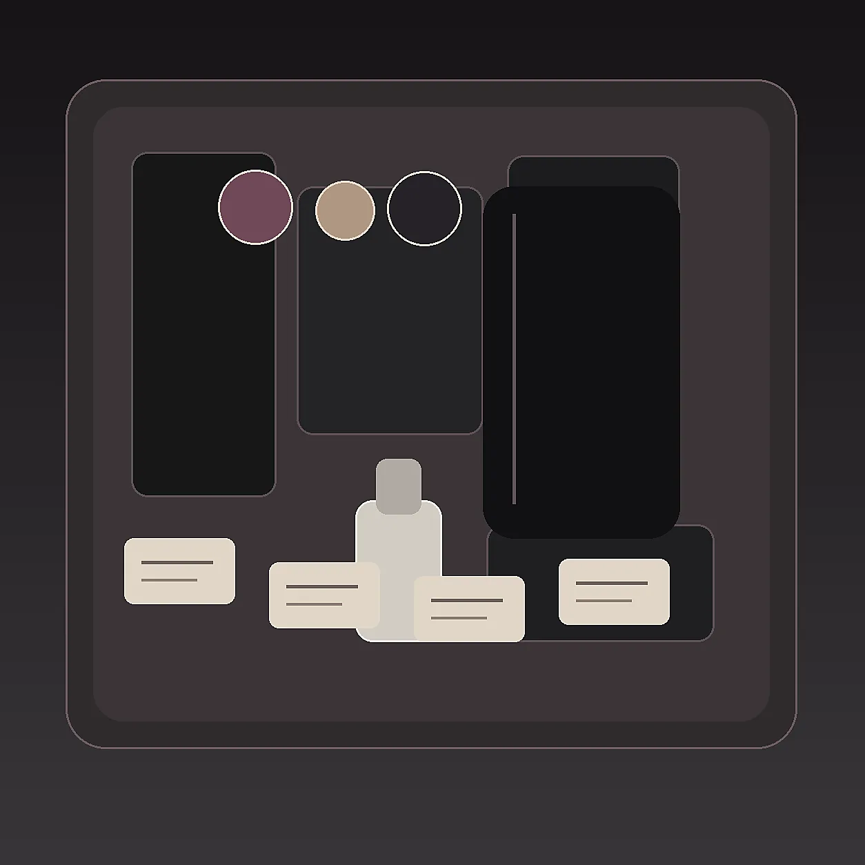 Checklist visual abstrato para escolher produto masculino por intenção, material e cuidado