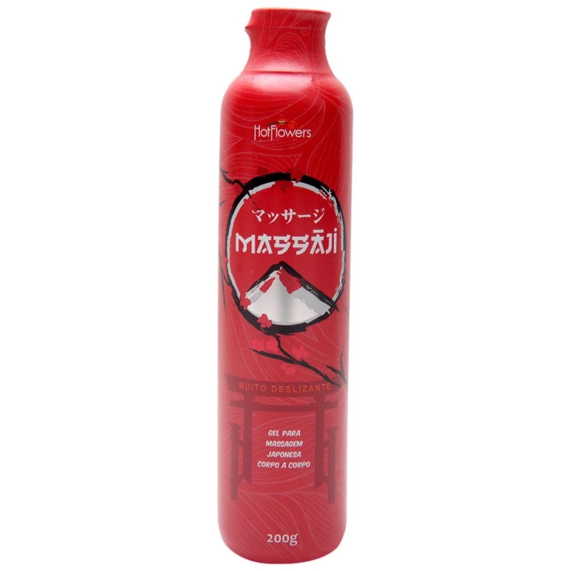 Óleo gel de massagem corporal HotFlowers Massaji, ideal para massagem sensual em viagem de inverno
