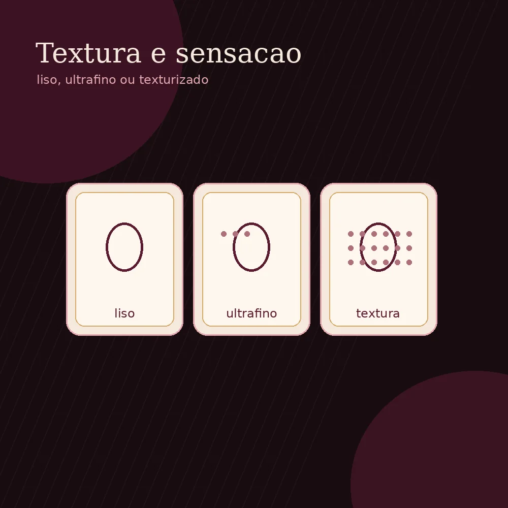 Texturas discretas em fundo vinho para comparar preservativo liso, texturizado e ultrafino