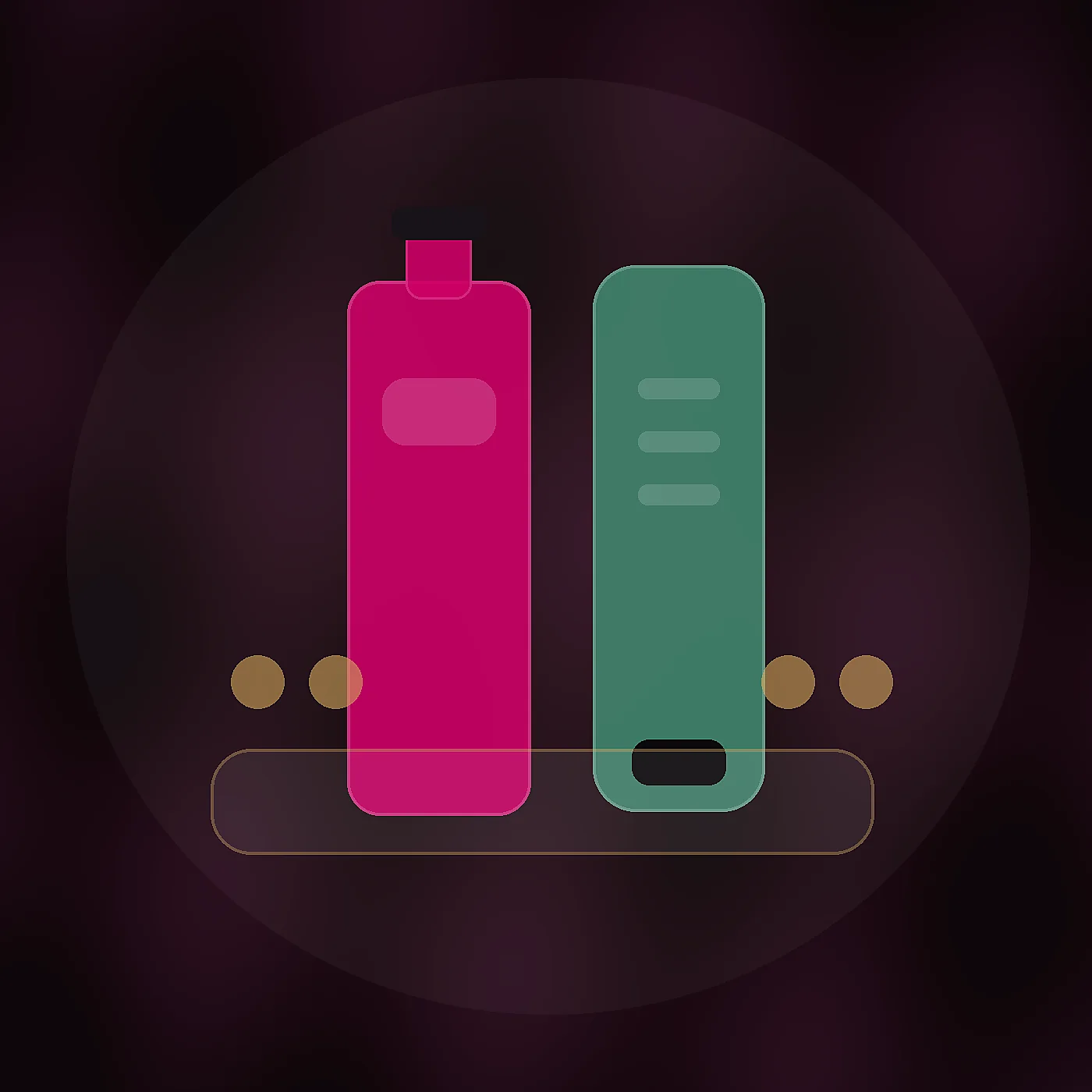 Flat lay editorial com gel excitante feminino, lubrificante e itens de cuidado intimo