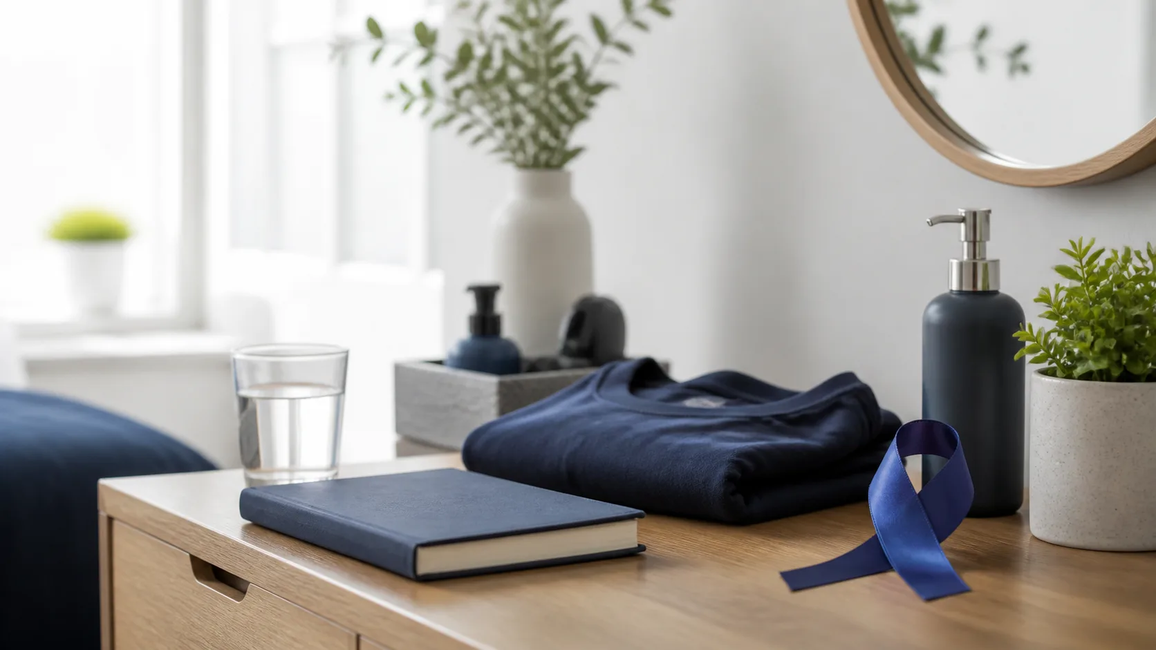 Fita azul e itens de autocuidado masculino para Novembro Azul